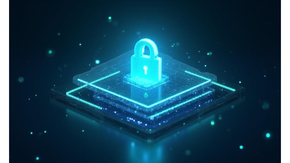 데이터 암호화 및 방화벽으로 보호되는 3단계 보안 시스템 개념도