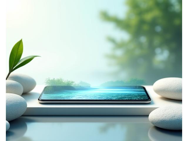 디지털 기기와 자연 속 명상이 균형을 이루는 모습